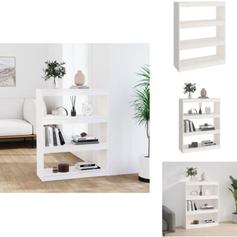 Bibliothèque/Séparateur de pièce Blanc 80x30x103,5cm Pin massif - Bibliothèque Blanche - Bibliothèque Moderne - Meuble Rangement - Étagère Bois - Séparateur Pièce