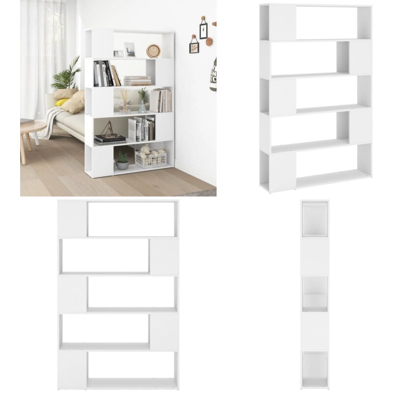 Vidaxl - Bibliothèque Séparateur de pièce Blanc Bois d'ingénierie - Bibliothèque Blanche - Meuble Rangement - Étagère Salle De Séjour - Séparateur