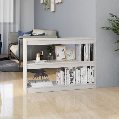 Bibliothèque/Séparateur de pièce Meuble de Rangement  Meuble Étagère Blanc 100x30x71,5cm Pin massif 54974