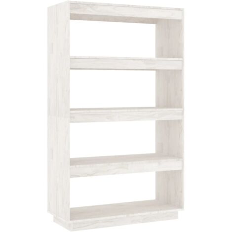 Bibliothèque/Séparateur de pièce Meuble de Rangement  Meuble Étagère Blanc 80x35x135 cm Pin massif 35348