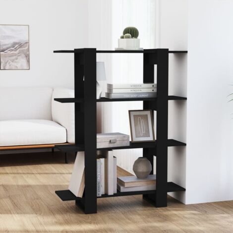 Bibliothèque/Séparateur de pièce Meuble de Rangement  Meuble Étagère Noir 100x30x123,5 cm 66345