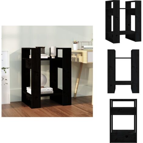 Bibliothèque/Séparateur de pièce Noir 41x35x57 cm Pin massif - Bibliothèque - Meuble De Rangement - Étagère - Séparateur De Pièce - Bibliothèque Noire