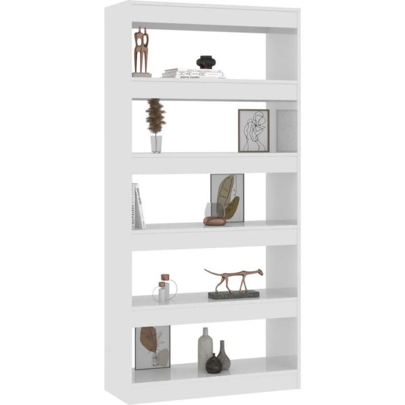 Bibliothèque/Séparateur de pièce Blanc brillant bois ingénierie - Vidaxl