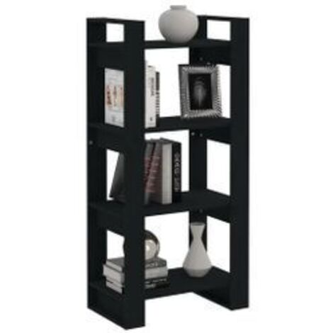 Bibliothèque-Séparateur de pièce Noir 60x35x125 Bois massif