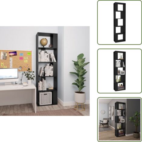 Bibliothèque/Séparateur de pièce Noir Bois d’ingénierie - Bibliothèque - Étagère - Armoire À Livres - Mobilier Intérieur - Rangement