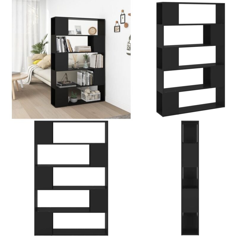 Vidaxl - Bibliothèque Séparateur de pièce Noir Bois d'ingénierie - Bibliothèque - Meuble De Rangement - Séparateur De Pièce - Étagère - Mobilier Noir