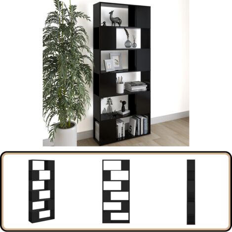 Bibliothèque/Séparateur de pièce Noir Bois d'ingénierie - Bibliothèque - Séparateur De Pièce - Bibliothèque Noir - Meuble Rangement - Étagère