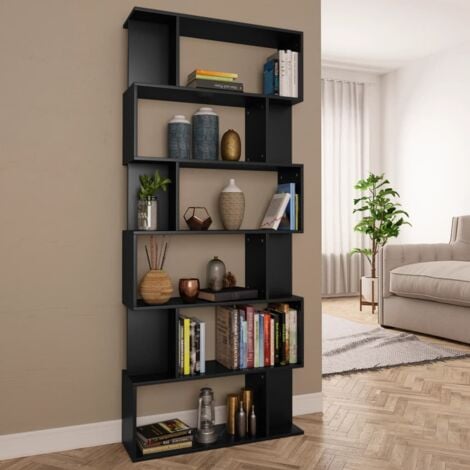 Bibliothèque/Séparateur de pièce Noir Bois d'ingénierie vidaXL
