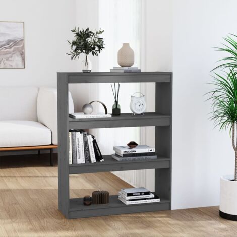 Bibliothèque Séparateur de pièce Style scandinave - Meuble de Rangement - Gris 80x30x103,5 cm Pin solide Chic-861630