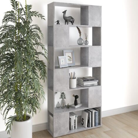Bibliothèque/Séparateur de pièce，Armoire de livres，Meuble de Rangement Gris béton Bois d'ingénierie CFW28419