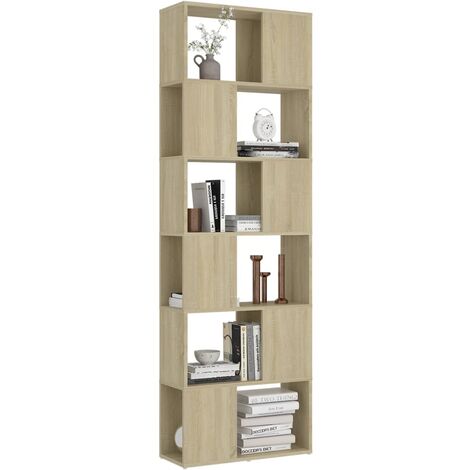 Bibliothèque séparateur en bois Makona 60cm - Simple et moderne-Chêne clair