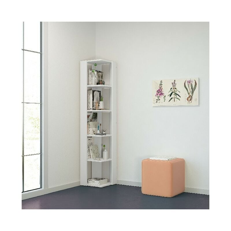 bibliothèque seth, panneau aggloméré mélaminé, blanc, 34x34x161 cm