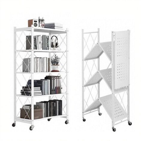 Bibliothèque - SEVENCOMFORT - 4 Niveaux - Métal - 163 cm - Blanc Moderne