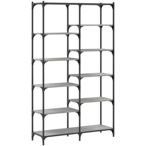 Bibliothèque sonoma gris 100x32x170 bois d'ingénierie et fer
