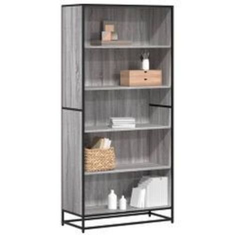 Bibliothèque sonoma gris 80,5x35x170,5 bois d'ingénierie