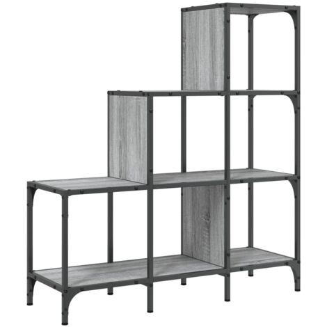 Bibliothèque sonoma gris 92x30x102 bois ingénierie et métal
