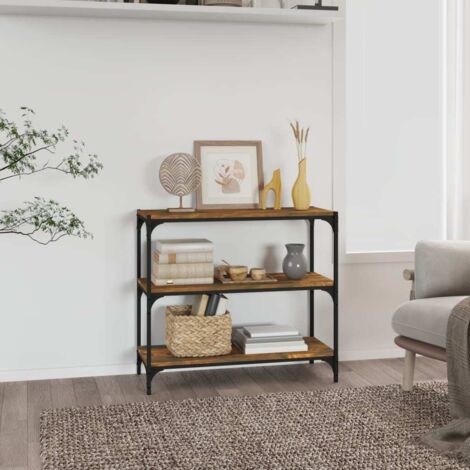 Bibliothèque Style scandinave - Meuble de Rangement - Chêne fumé 80x33x70,5cm Bois d'ingénierie et acier Chic-253780