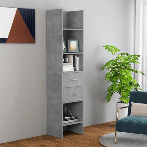 Bibliothèque Style scandinave - Meuble de Rangement - Gris béton 40x35x180 cm Aggloméré Chic-139386