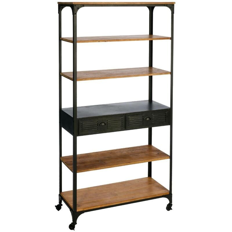 Atmosphera - Bibliothèque Cierna sapin et métal 93x198cm créateur d'intérieur