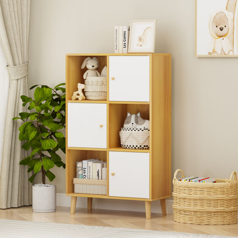 Haloyo - Bibliothèque verticale à 6 compartiments, étagère de rangement adaptée au salon, à la chambre à coucher, au bureau 64,5x30x109,5cm couleur