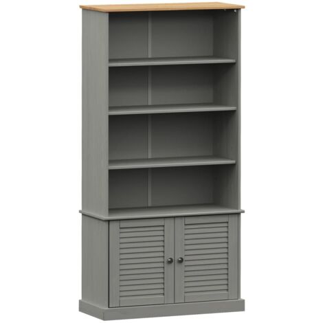 Bibliothèque VIGO gris 85x35x170 bois massif de pin