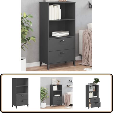 Bibliothèque VIKEN gris anthracite 60x35x123 cm bois ingénierie - Bibliothèque Industrielle - Meuble Rangement - Étagère Ouverte - Armoire Rangement - Décoration Intérieur