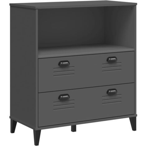 Bibliothèque VIKEN gris anthracite 80x40x90 bois massif pin