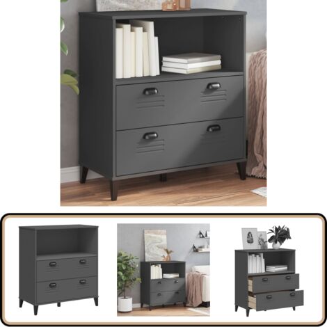 Bibliothèque VIKEN gris anthracite 80x40x90cm bois d'ingénierie - Bibliothèque Industrielle - Meuble Rangement - Étagère Ouverte - Armoire Rangement - Décoration Intérieur