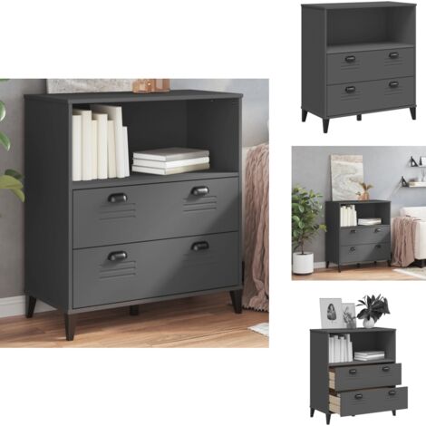 Bibliothèque VIKEN gris anthracite 80x40x90cm bois d'ingénierie - Bibliothèque Industrielle - Meuble Rangement - Étagère Ouverte - Armoire Rangement - Décoration Intérieur