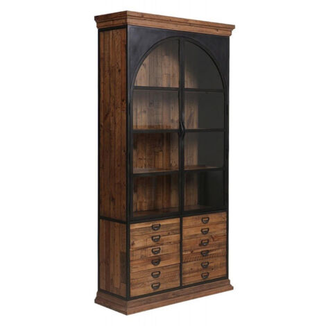 Bibliothèque vitrée 2 portes - Bois - Marron - Interior's