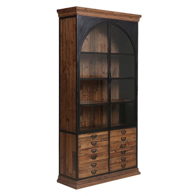 Decoration D ’ Autrefois - Bibliothèque vitrée 2 portes - Bois-MDF - Marron - Interior's