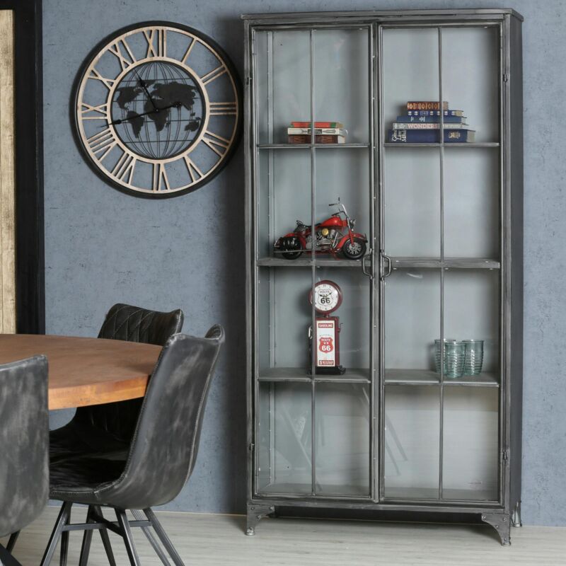 Bibliothèque vitrée métal noir 2 portes