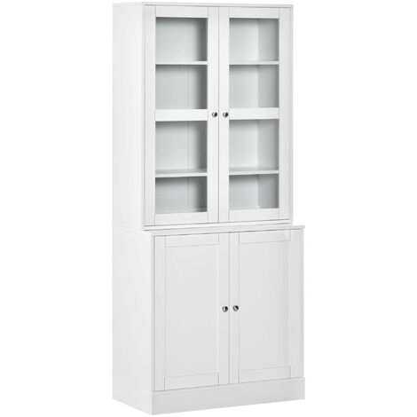 Bibliothèque vitrine 4 portes PISE bois blanc