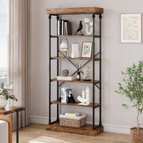 Bibliothèque,6 Niveaux,Étagère de Cuisine,Bibliothèque pour Salon,Chambre,Bureau,Étagère en Bois Design Industriel,187 x 80 x 30 cm