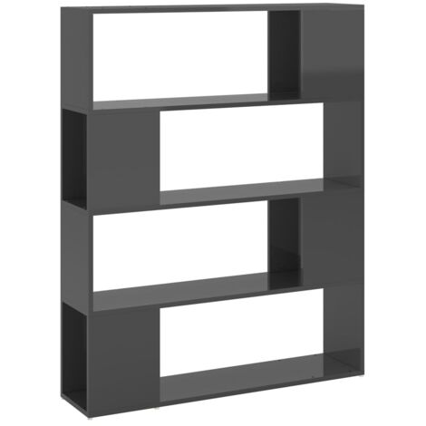 Bibliothèque，Armoire à Livres/Séparateur de pièce Gris brillant 100x24x124 cm CFW7890311