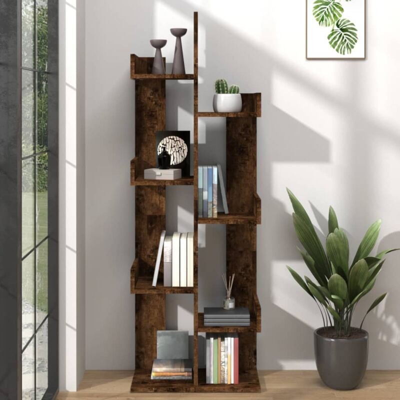 Design In - Bibliothèque,Armoire de livres,Meuble de Rangement 48x25,5x140 cm Chêne fumé Bois d'ingénierie CFW32744