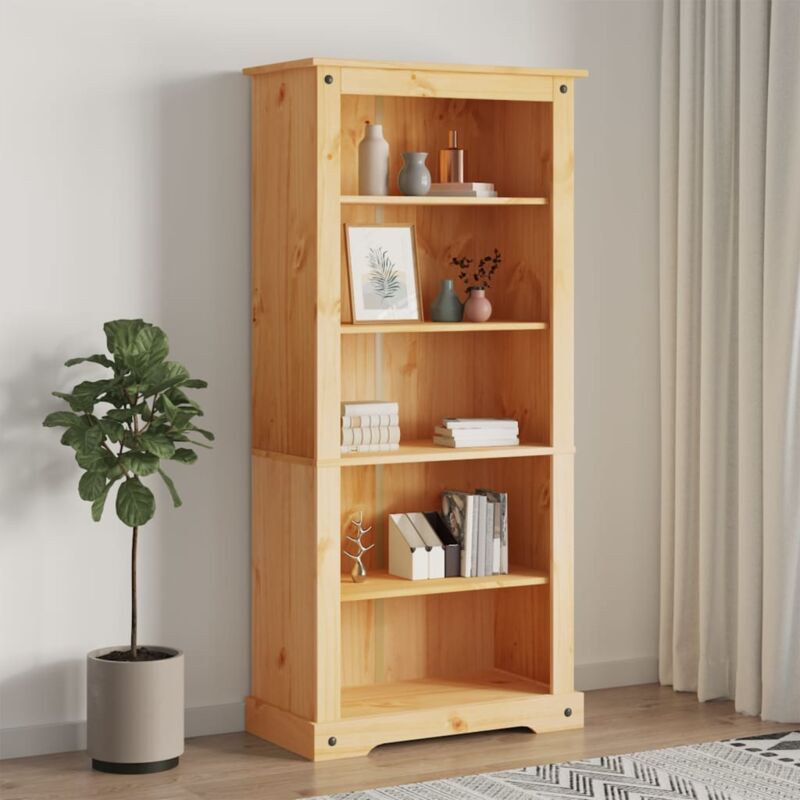 Design In - Bibliothèque,Armoire de livres,Meuble de Rangement 5 niveaux Gamme Corona Pin mexicain 81x40x170 cm CFW39715