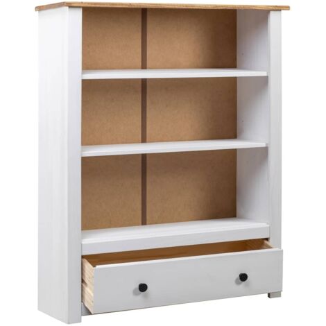 Bibliothèque，Armoire de livres，Meuble de Rangement Blanc 80x35x110 cm Pin massif Assortiment Panama764331