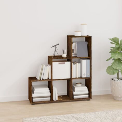 Bibliothèque，Armoire de livres，Meuble de Rangement  escalier Chêne fumé 107 cm Bois d'ingénierie CFW77969