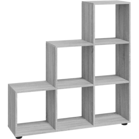 Bibliothèque，Armoire de livres，Meuble de Rangement escalier Sonoma gris 107 cm Bois d'ingénierie635836