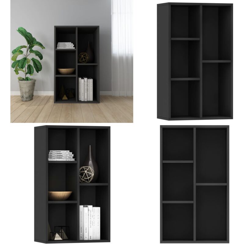 Vidaxl - Bibliothèque/Buffet Noir 50x25x80 cm Bois d'ingénierie - Bibliothèque Murale - Bibliothèque Moderne - Bibliothèque Noir - Étagère Rangement