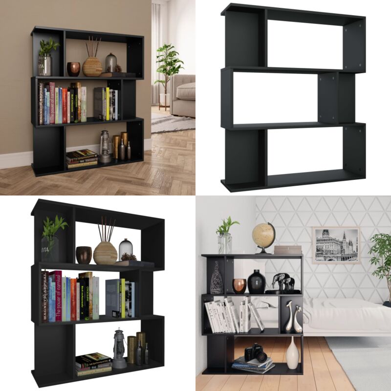 Bibliothèque/Cloison Noir 80x24x96 cm cm Bois d'ingénierie - Bibliothèque - Étagère - Armoire À Livres - Mobilier Intérieur - Meubles De Salon - Home