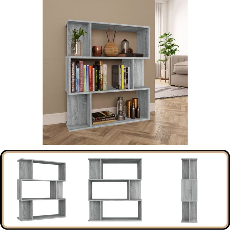 Bibliothèque/Cloison Sonoma gris 80x24x96 cm Bois d'ingénierie - Bibliothèque - Meuble De Rangement - Étagère - Placard - Décoration Intérieure