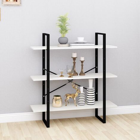 Bibliothèque,Étagère à 3 niveaux de Rangement Ouvert,Étagère livres Blanc 100x30x105 cm Bois de pin massif - DH66192