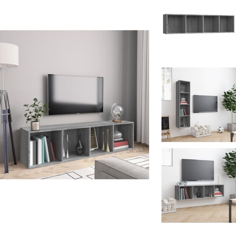 Vidaxl - Bibliothèque/Meuble tv Sonoma gris 143x30x36cm Bois ingénierie - Bibliothèque Murale - Étagère Murale - Rangement Mural - Meuble Tv