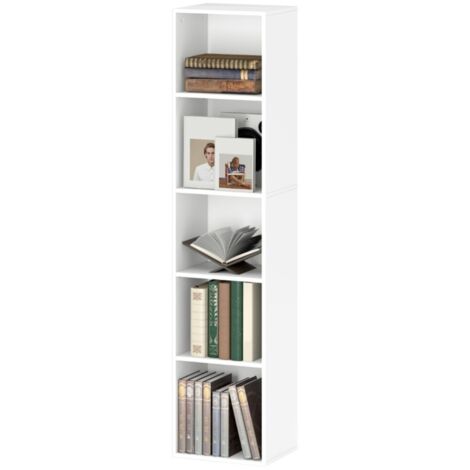 Bibliothèques 5 Niveaux Blanc - Étagères Réglables - Structure Stable - 80 x 30 x 180 (cm)