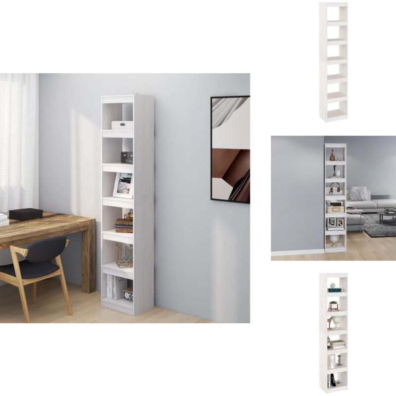 Bibliothèque/Séparateur de pièce Blanc 40x30x199 cm Pin massif - Bibliothèque Blanche - Bibliothèque Moderne - Étagère Murale - Meuble Rangement