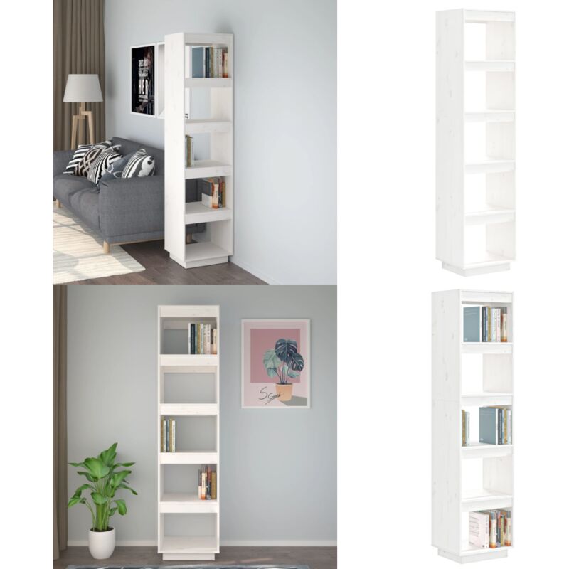Vidaxl - Bibliothèque/Séparateur de pièce Blanc 40x35x167 cm Pin solide - Bibliothèque Blanche - Bibliothèque Moderne - Meuble Rangement - Étagère