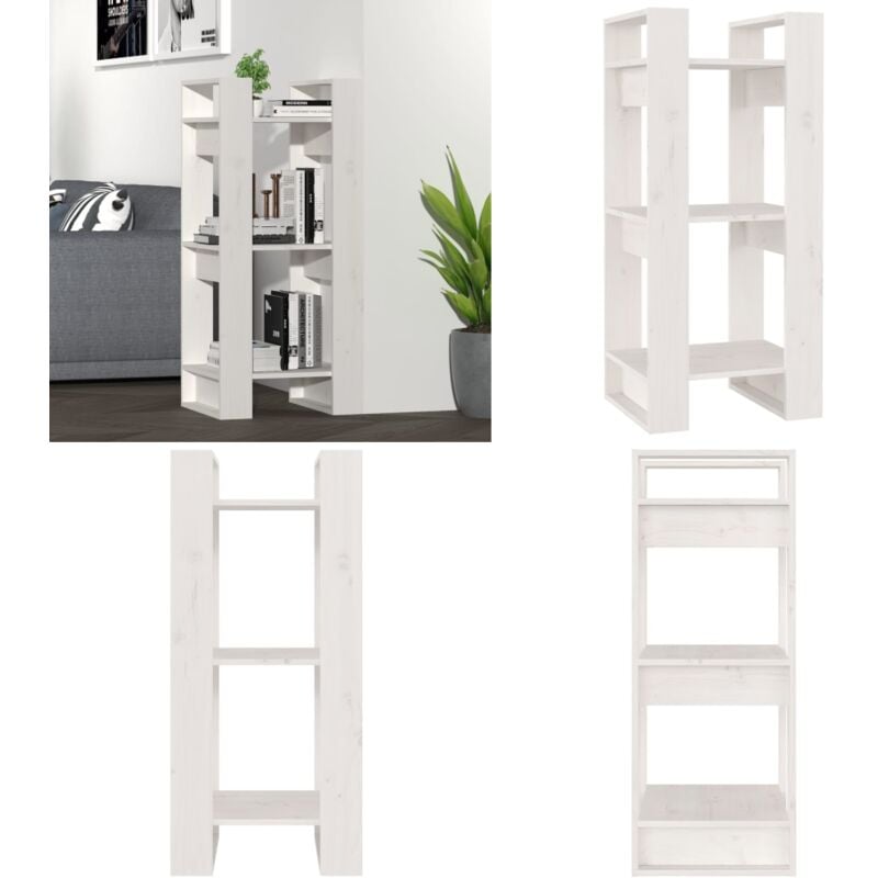 Vidaxl - Bibliothèque/Séparateur de pièce Blanc 41x35x91 cm Pin solide - Bibliothèque - Bibliothèque En Bois - Meuble De Rangement - Séparateur De