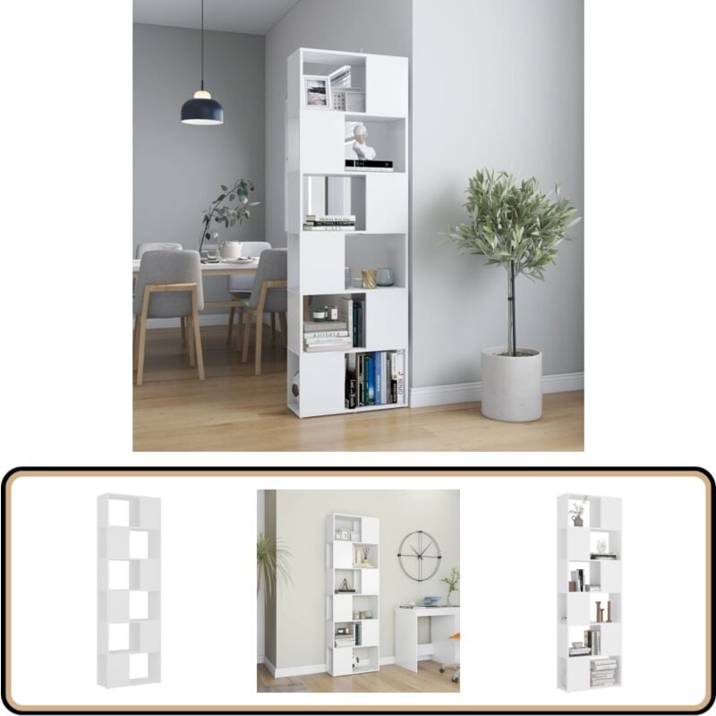 Vidaxl - Bibliothèque/Séparateur de pièce Blanc 60x24x186 cm - Bibliothèque Blanche - Bibliothèque Moderne - Séparateur De Pièce - Meuble Rangement